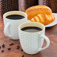 Elama Honeycomb 6 Piece White 6-pc. Geometric Coffee Mug