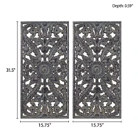 Madison Park Botanical Distressed Carved Wood 2-pc. Wall Art Sets