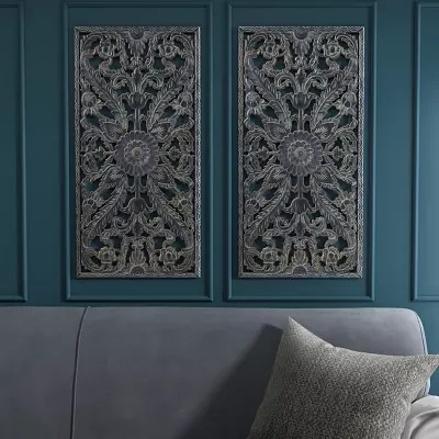 Madison Park Botanical Distressed Carved Wood 2-pc. Wall Art Sets