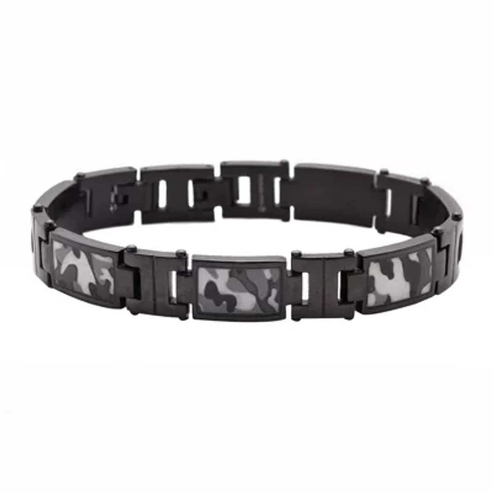 Mens Stainless Steel Camouflage Link Bracelet