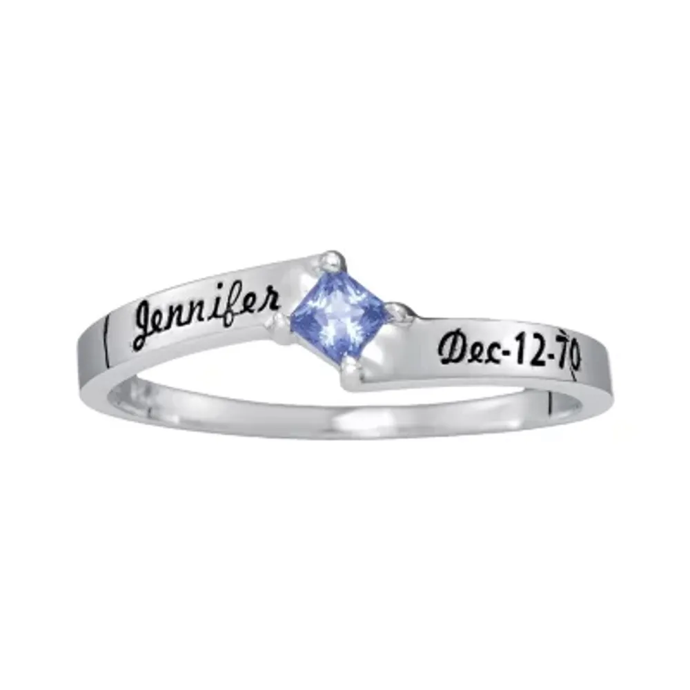 Personalized Womens Simulated 14K Gold Square Stackable Ring