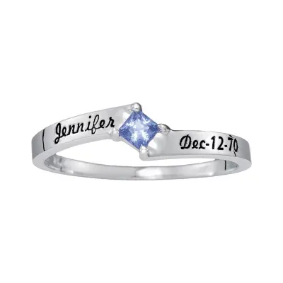 Personalized Womens Simulated 14K Gold Square Stackable Ring