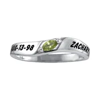 Personalized Womens Simulated Multi Color Stone Sterling Silver Stackable Ring