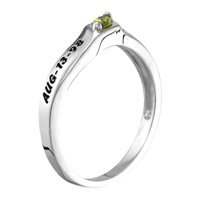 Personalized Womens Simulated Multi Color Stone Sterling Silver Stackable Ring