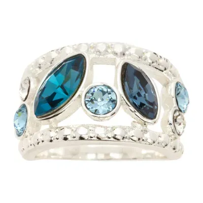Sparkle Allure Crystal Pure Silver Over Brass Cocktail Ring
