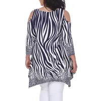 White Mark Plus Antonia Womens Scoop Neck 3/4 Sleeve Tunic Top