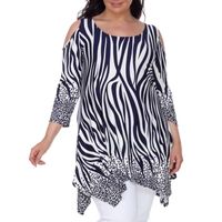 White Mark Plus Antonia Womens Scoop Neck 3/4 Sleeve Tunic Top