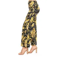 White Mark Womens Mid Rise Wide Leg Palazzo Pant