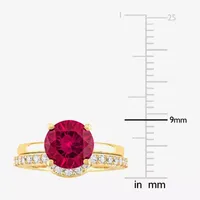 Modern Bride Gemstone Womens Lab Created Red Ruby 10K Gold Round Bridal Set