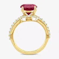 Modern Bride Gemstone Womens Lab Created Red Ruby 10K Gold Round Bridal Set