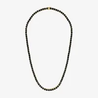 Mens Black Spinel 14K Gold Over Silver Round Tennis Necklaces