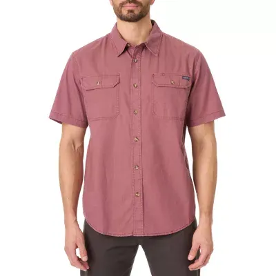 Smiths Workwear Sandwashed Mens Regular Fit Short Sleeve Button-Down Shirt