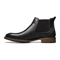 Florsheim Mens Chalet Plain Toe Gore Stacked Heel Chelsea Boots