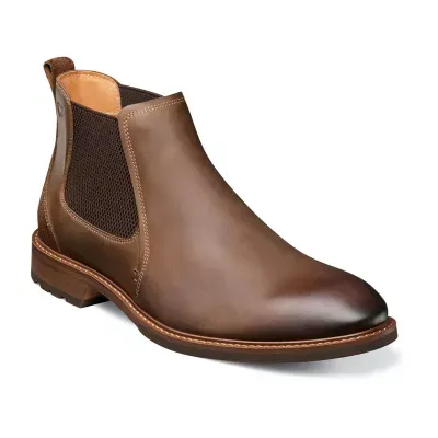 Florsheim Mens Chalet Plain Toe Gore Flat Heel Chelsea Boots