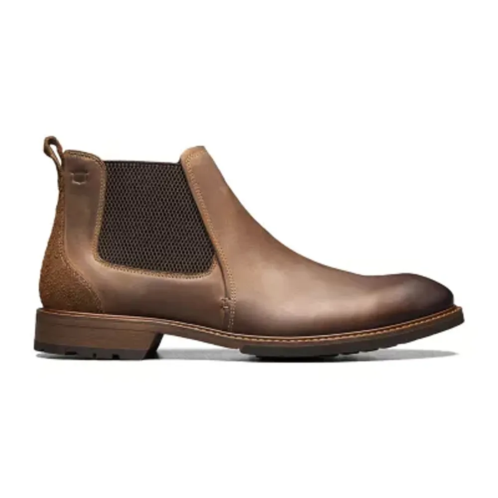 Florsheim Mens Chalet Plain Toe Gore Flat Heel Chelsea Boots