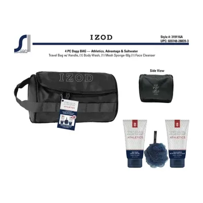 IZOD Athletics 4 Pc Dopp Bag Travel Toiletry Set
