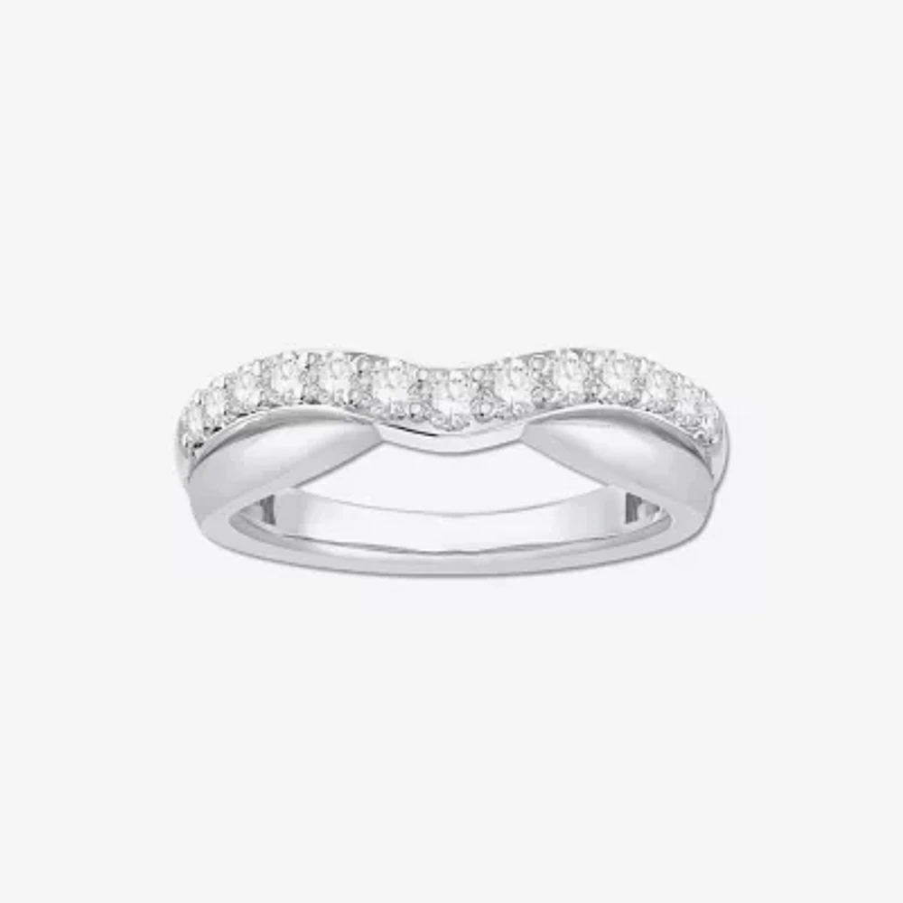 4MM 1/2 CT.T.W. Natural Diamond 10K or 14K White Gold Curved Wedding Band