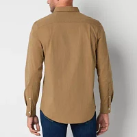 St. John's Bay Stretch Poplin Mens Classic Fit Long Sleeve Button-Down Shirt
