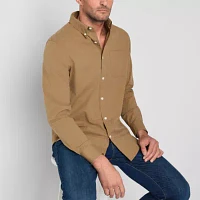 St. John's Bay Stretch Poplin Mens Classic Fit Long Sleeve Button-Down Shirt