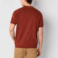 mutual weave Mens Short Sleeve Pullover Sweater