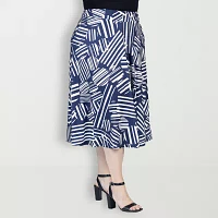 24seven Comfort Apparel Womens Midi A-Line Skirt-Plus