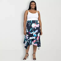 24seven Comfort Apparel Womens Midi A-Line Skirt-Plus