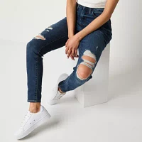 Arizona Ripped Womens High Rise Curvy Fit Skinny Jean