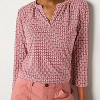 Liz Claiborne Womens Split Crew Neck 3/4 Sleeve Blouse