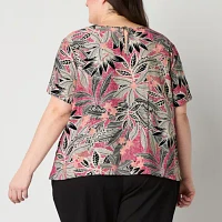 Liz Claiborne Womens Crew Neck Short Sleeve T-Shirt