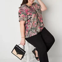 Liz Claiborne Womens Crew Neck Short Sleeve T-Shirt
