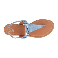 New York & Company Womens Angelica T-Strap Flat Sandals