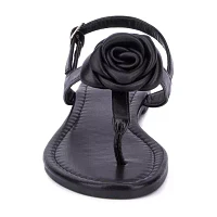 New York & Company Womens Rosette T-Strap Flat Sandals