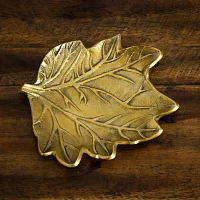 Nearly Natural 10" Gold Tree Of Life Leaf Decorative Tray