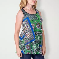 24seven Comfort Apparel Womens Scoop Neck Sleeveless Tunic Top