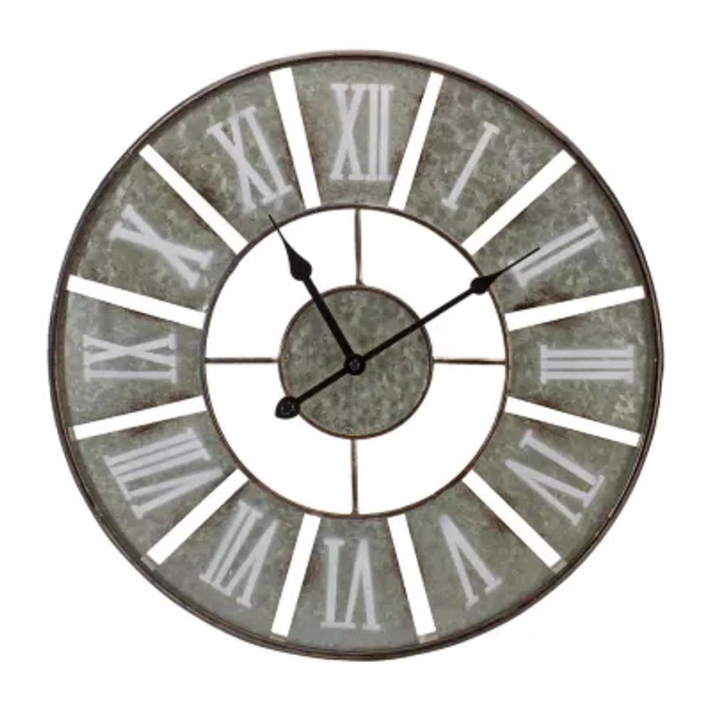 Northlight 18" Galvanized Metal Roman Numeral Wall Clock