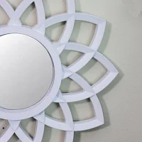 Northlight 9.5" Arched Floral Matte White Wall Mirror