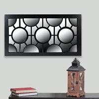 Northlight 25.5" Black Geometric Round Wall Mirror