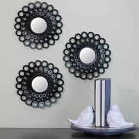 Northlight 9.5" Black Cascading Angular Orb Wall Mirror