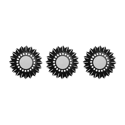 Northlight 9.5" Floral Sunburst Matte Black Wall Mirror