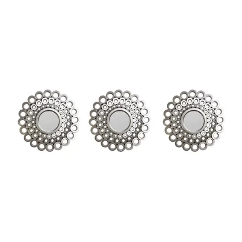 Northlight 10" Gray Cascading Angular Orb Round Wall Mirror
