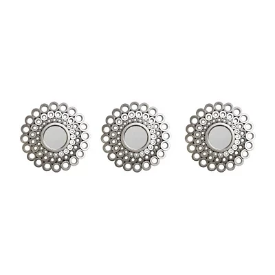 Northlight 10" Gray Cascading Angular Orb Round Wall Mirror