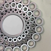 Northlight 10" Gray Cascading Angular Orb Round Wall Mirror