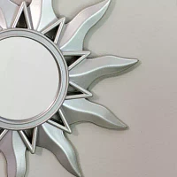 Northlight 9.5" Mayan Sunburst Matte Silver Rectangular Wall Mirror