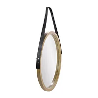 Northlight 21" Beige With Woodgrain Finish Round Wall Mirror