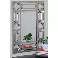 Northlight 29.5" Gray Framed Geometric Design Rectangular Wall Mirror