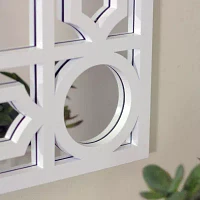 Northlight 29.5" White Framed Geometric Openwork Rectangular Wall Mirror