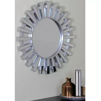 Northlight 25.5" Matte Silver Sunburst Wall Mirror