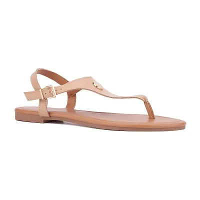 New York & Company Womens Nari T-Strap Flat Sandals