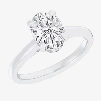 (G-H / Si1-Si2) Womens 3 1/4 CT. T.W. Lab Grown White Diamond 14K Gold Oval Solitaire Engagement Ring