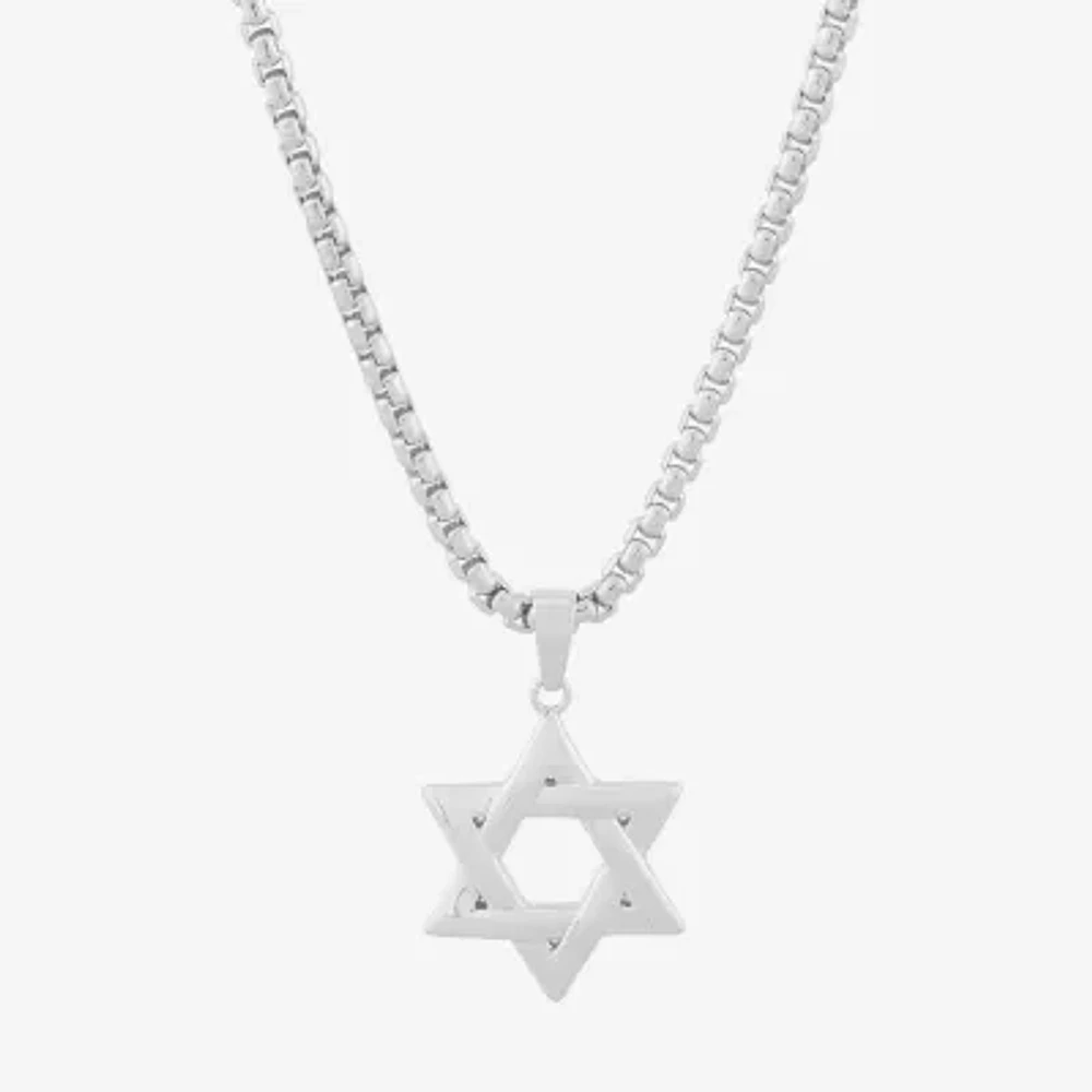 Star Of David Womens Sterling Silver Star Pendant Necklace